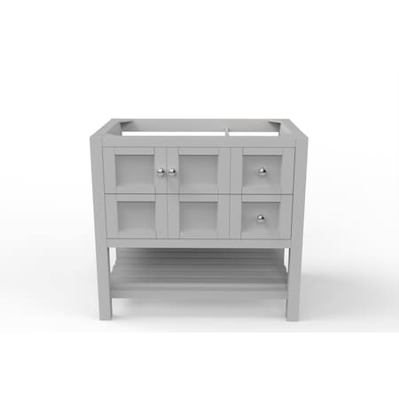 Castello Usa Alicia 36" Gray Vanity Base with Chrome Handles CB-VEN-36G-CHR-VBO